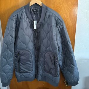 Gray Puffer Jacket Mens XXL Zip Pockets